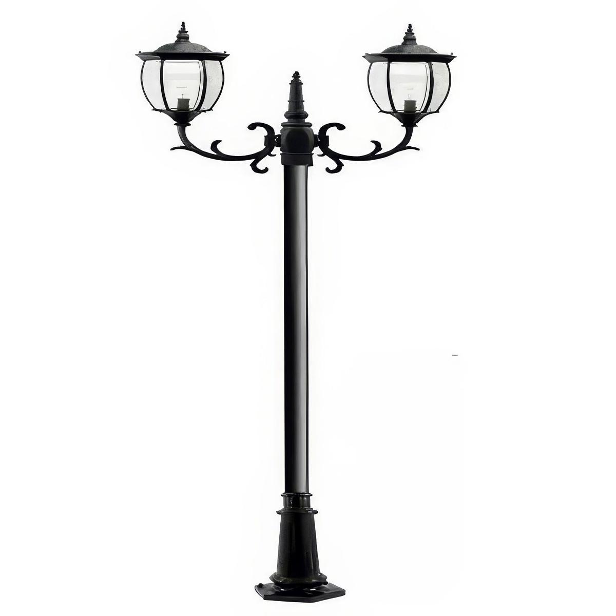 Dabmar Lighting GM1022-L12-RGBW-B Cast Alum 2 Post Top Fixture Pole + Base 86V-265V E26 2X LED 6W RGBW