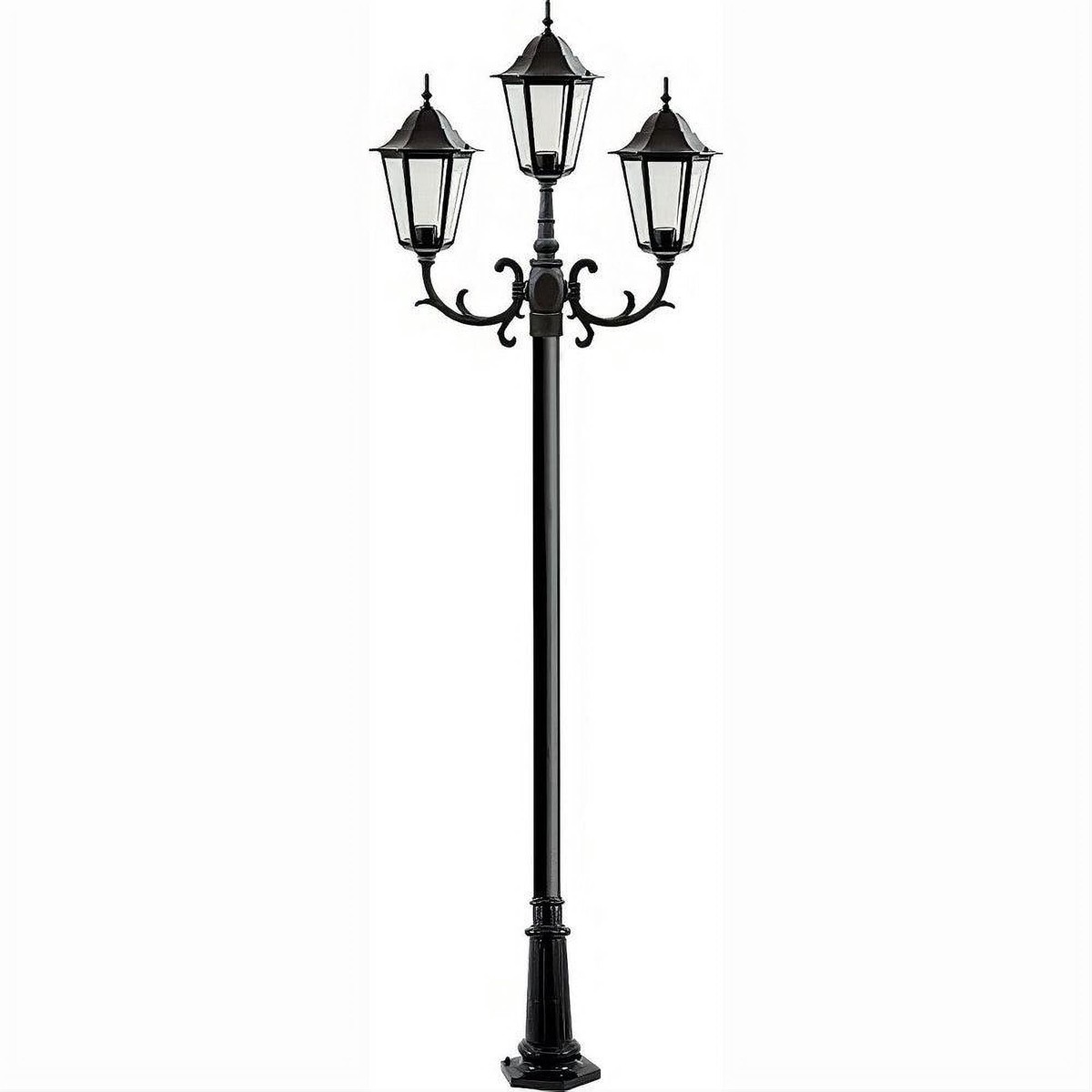 Dabmar Lighting GM1323S-L27-40K Cast Alum 3 Post Top Fixture Pole + Base 120V GU24 3X LED 9W 40K
