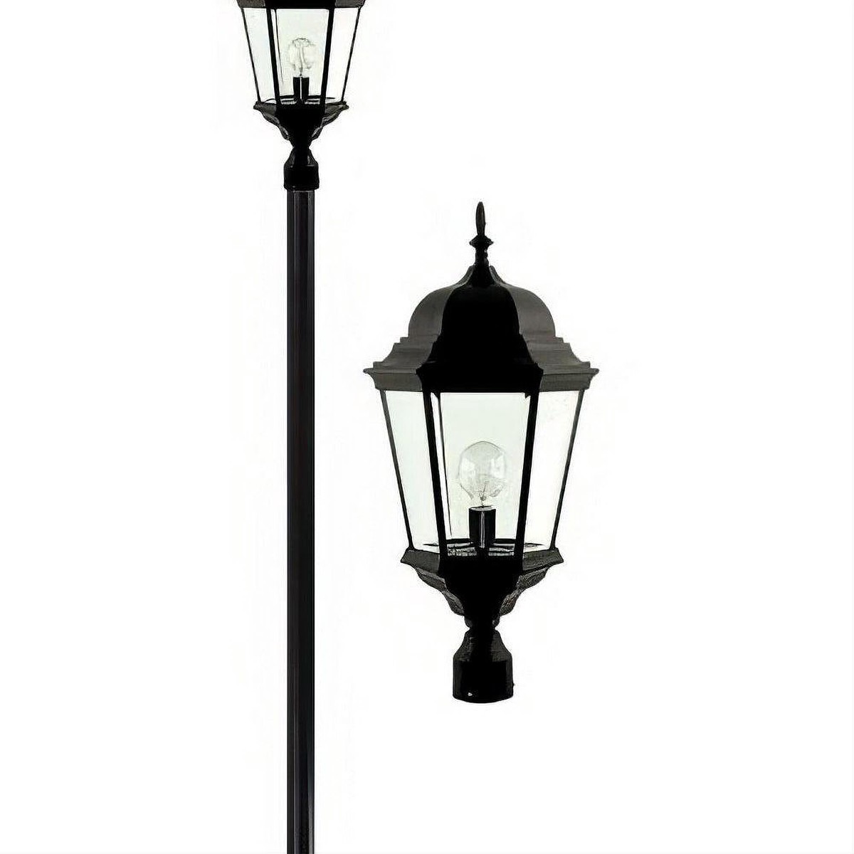 Dabmar Lighting GM2351-L20-50K Cast Alum 1 Post Top Fixture Pole + Base 120V-277V G24 LED 20W 50K