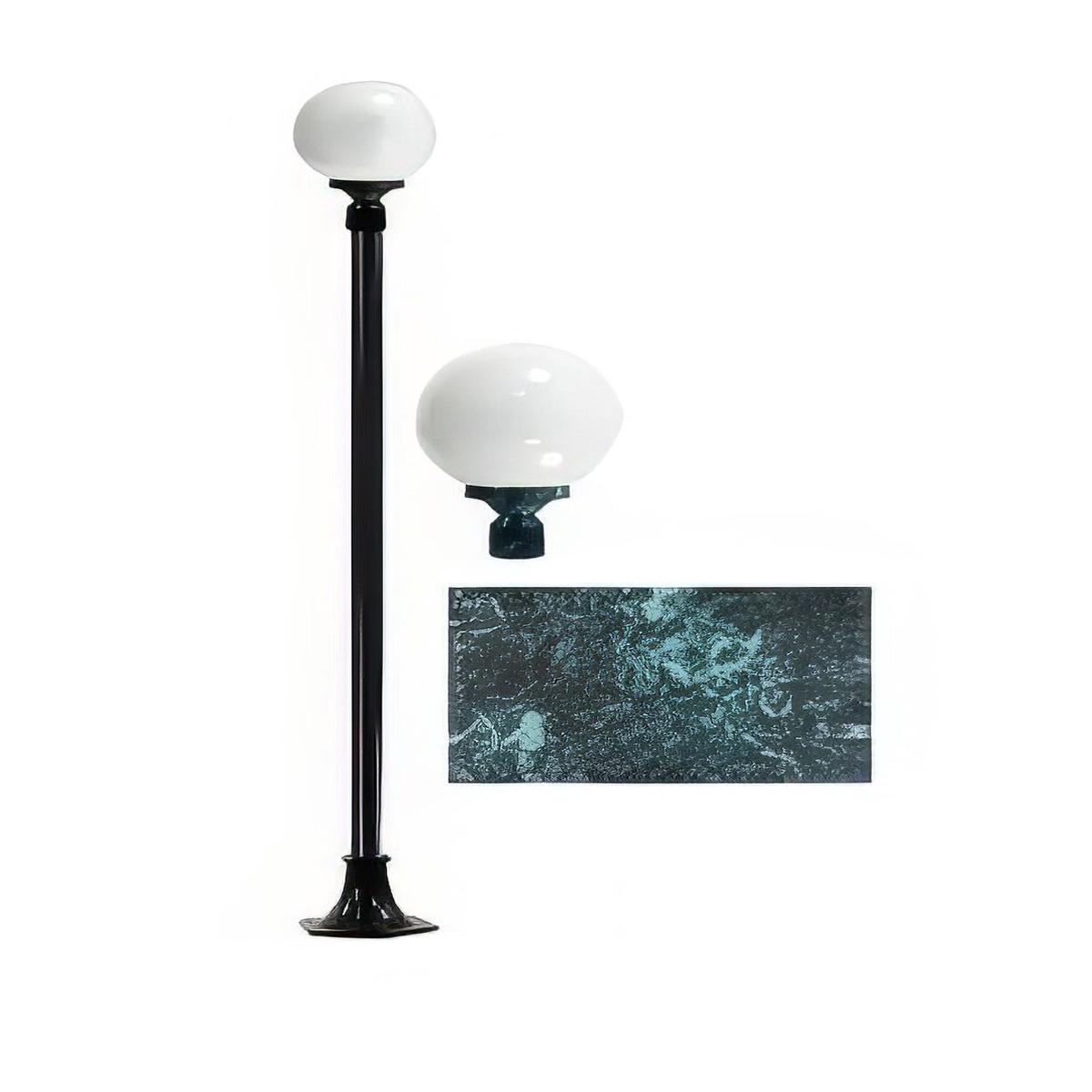 Dabmar Lighting GM2401-L18-65K Cast Alum 1 Post Top Fixture Pole + Base 120V E26 LED 18W 65K