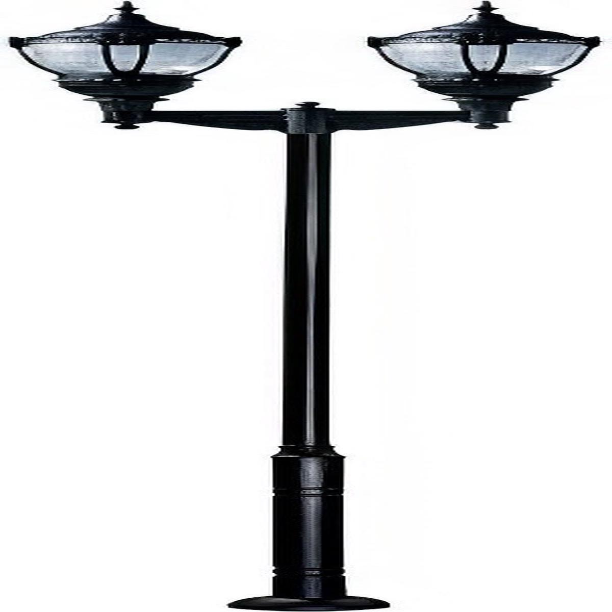 Dabmar Lighting GM9102-L160-40K Cast Alum 1 Post Top Fixture Pole + Base 120V-277V E39 2X LED 80W 40K