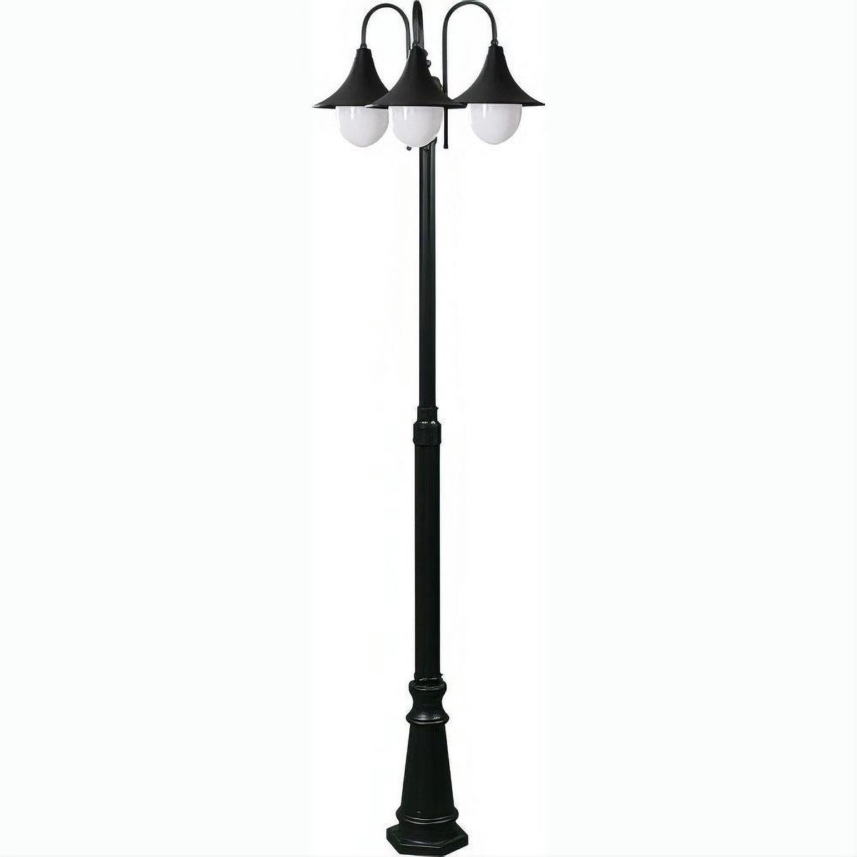 Dabmar Lighting GM9903-L54-65K Cast Alum 3 Post Top Fixture Pole + Base 120V E26 3X LED 18W 65K