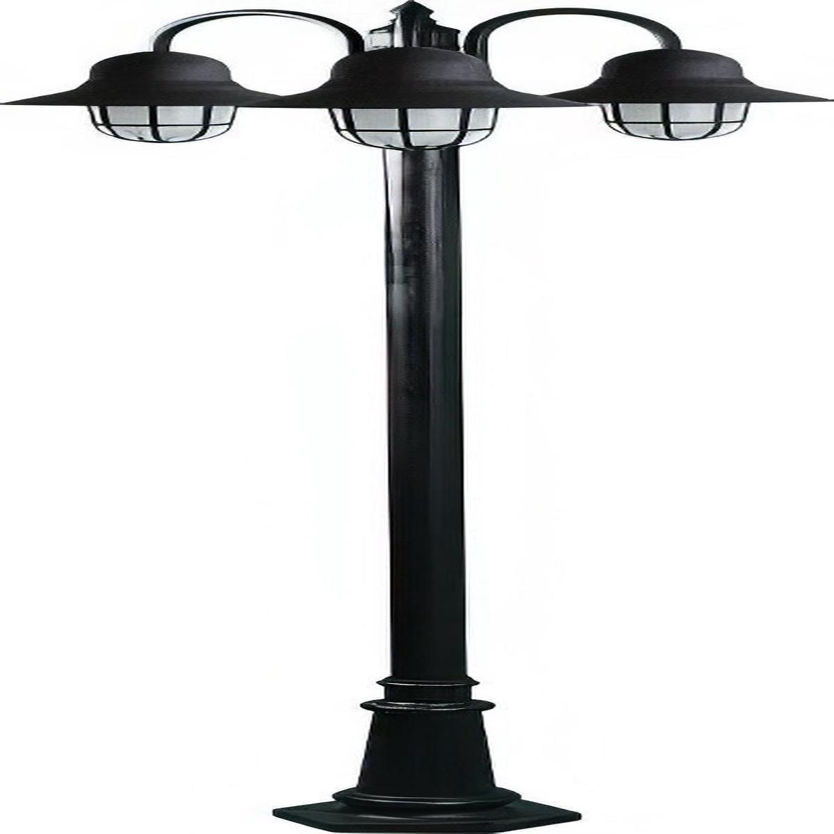 Dabmar Lighting GM9913-L18-RGBW Cast Alum 3 Post Top Fixture Pole + Base 86V-265V E26 3X LED 6W RGBW