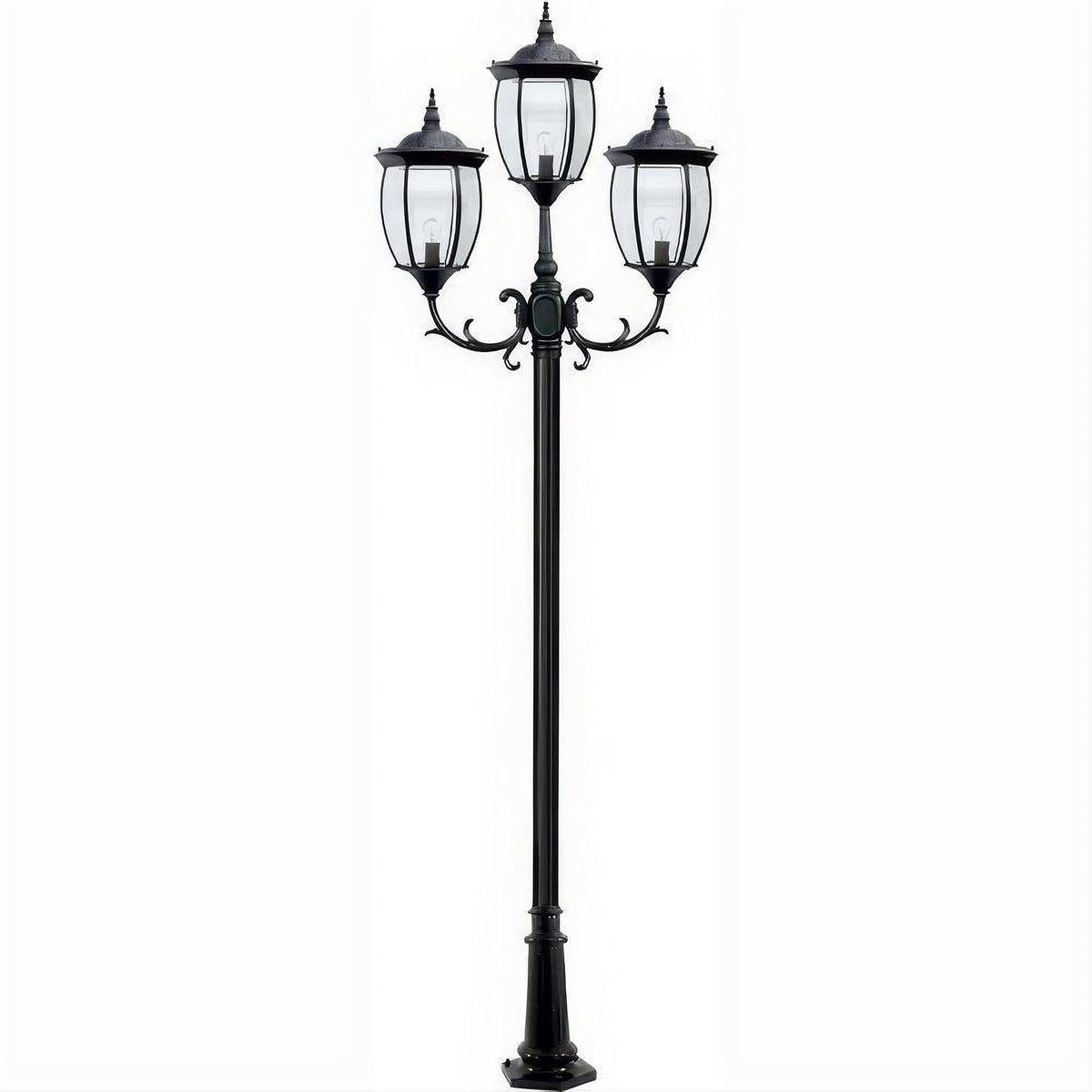 Dabmar Lighting GM1023-L27-40K Cast Alum 3 Post Top Fixture Pole + Base 120V GU24 3X LED 9W 40K